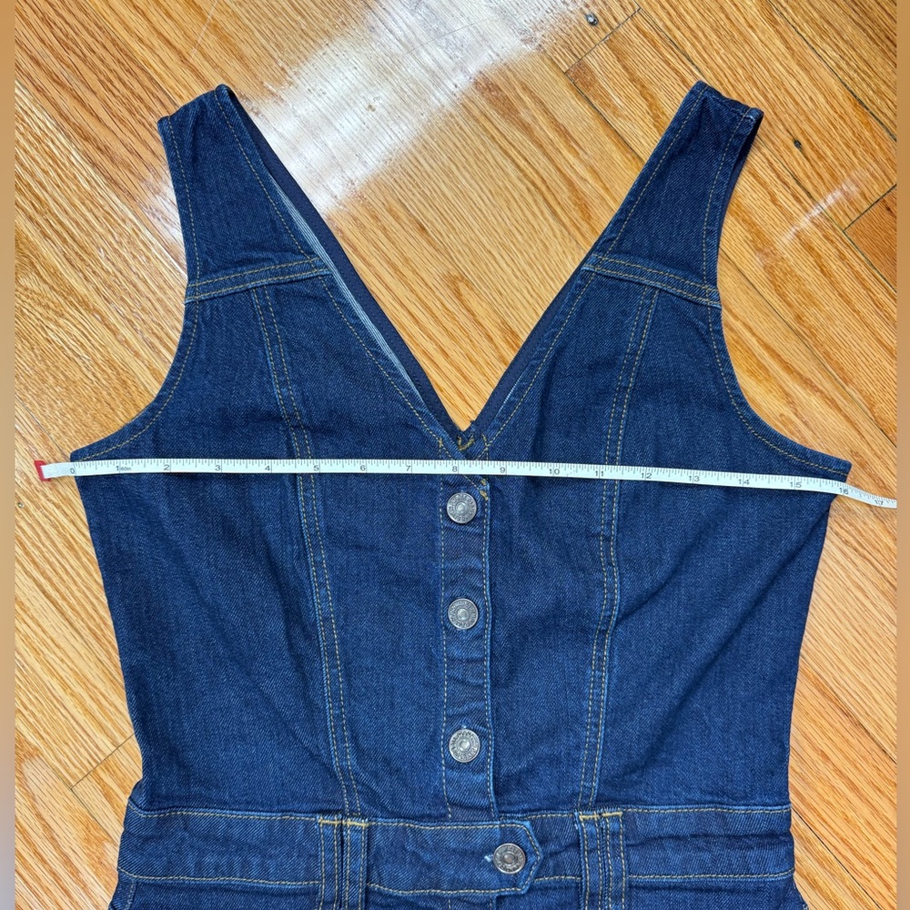 7 For All Mankind Blue Denim Button Down Mini Dress Bodycon Cowgirl - Picture 4 of 9